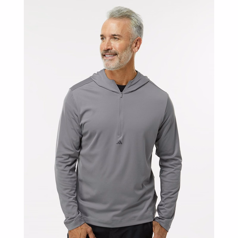 Men's Lightweight Quarter-Zip Hooded Pullover - A596