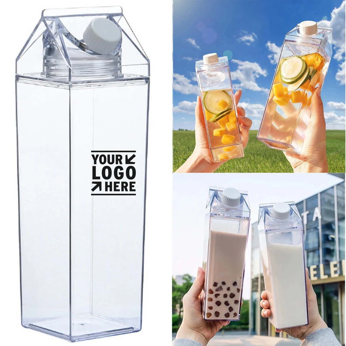 500ML 17 OZ CLear Milk Carton Water Bottle 1