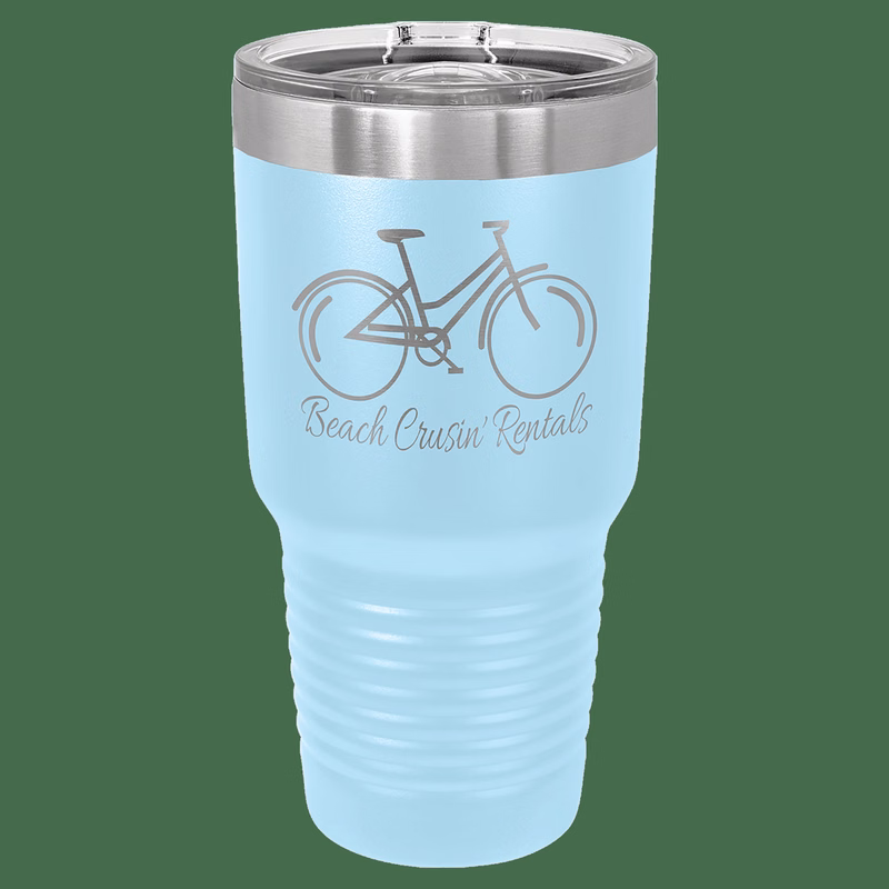 30 oz. Light Blue Laser Engraved Polar Camel Ringneck Tumblers w/Slider Lid
