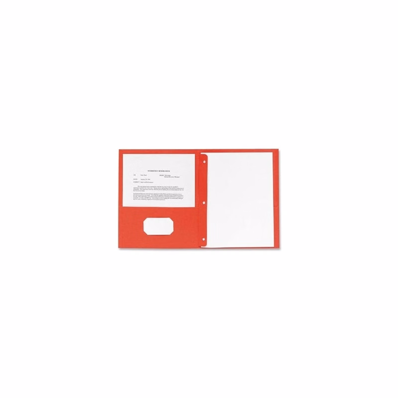 2 Pocket Folder - Red Embossed 3 Prongs Card Holder