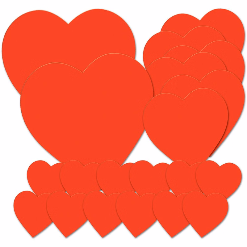 Printed Heart Cutouts - Red 4"-12"