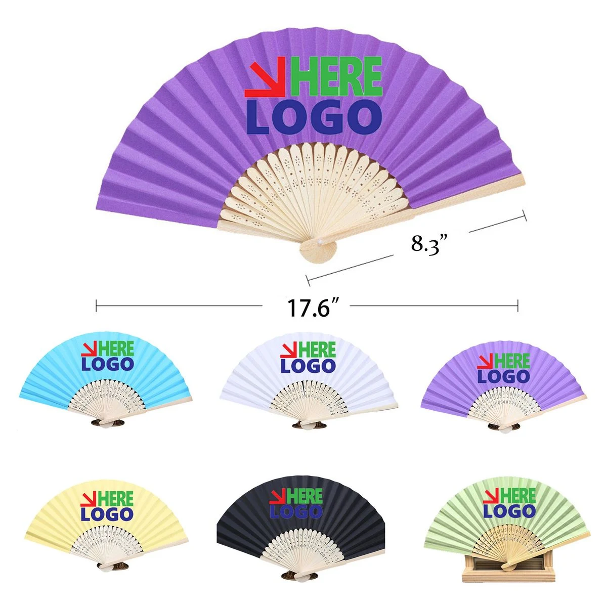 Logo Printed Bamboo Foldable Hand Fans 1