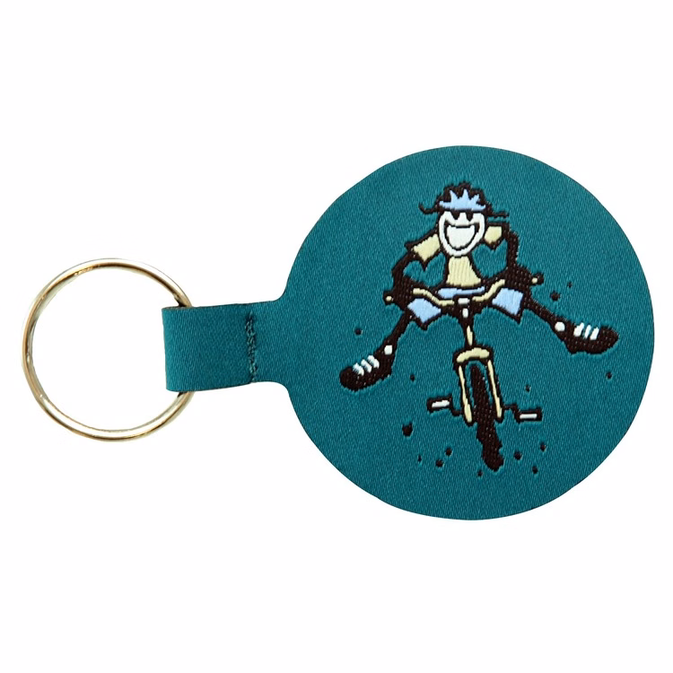 Woven Round Key Fob w/ Black Backing & Split Ring - "Elite" Weave