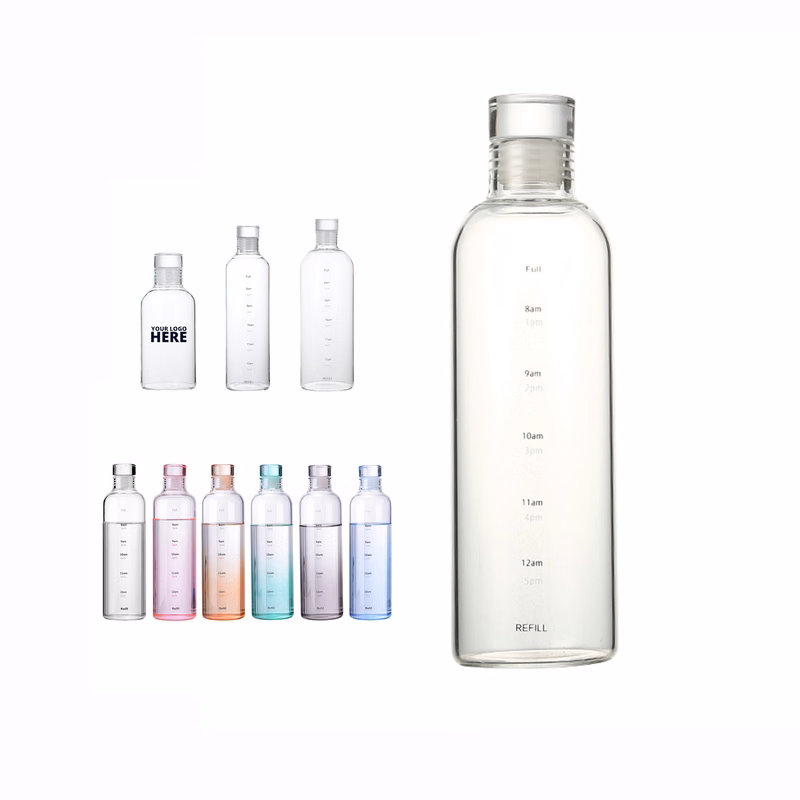 Glass Water Bottle With Time Marker
