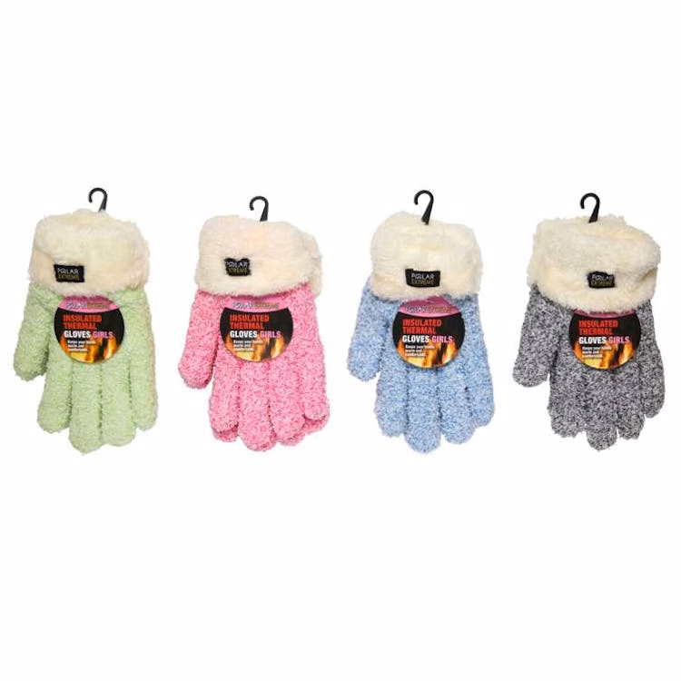Girls Sherpa Lined Gloves Assorted Colors