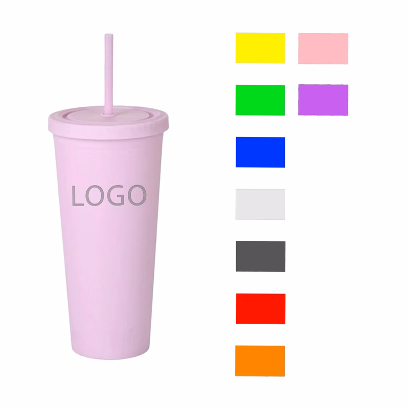 MOQ 50 Pcs 24oz Plastic Straw Cup