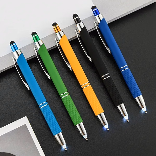3 in 1 stylus metal pen with flashlight