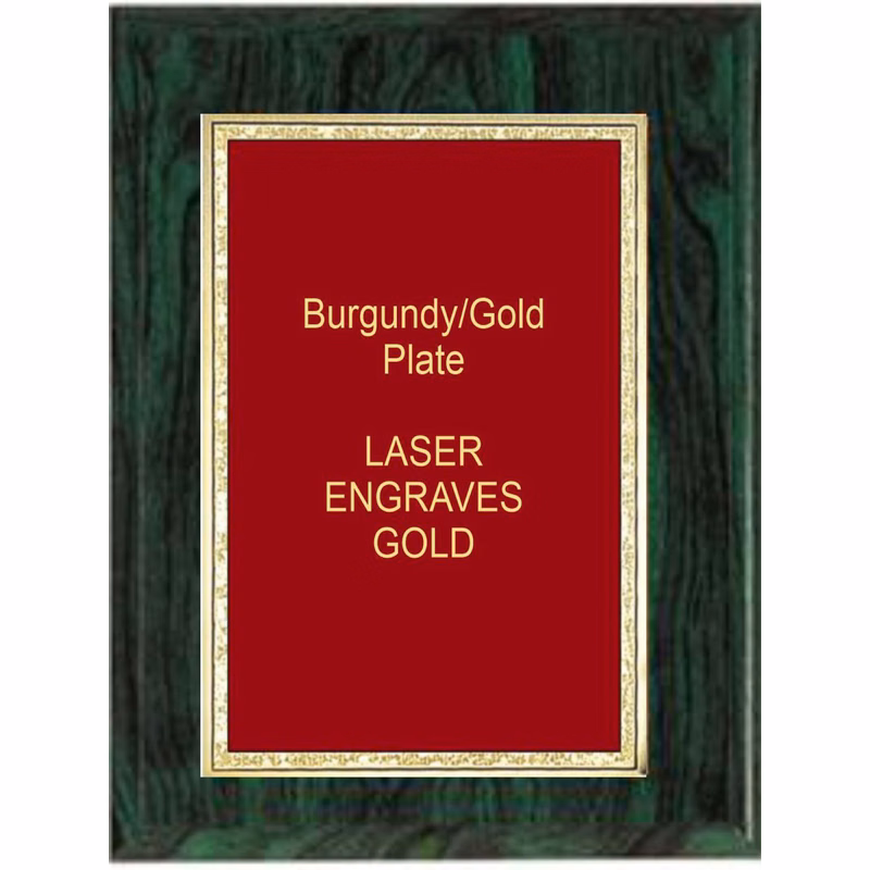 5" x 7" Green Woodgrain Plaque with a Red Florentine Plate