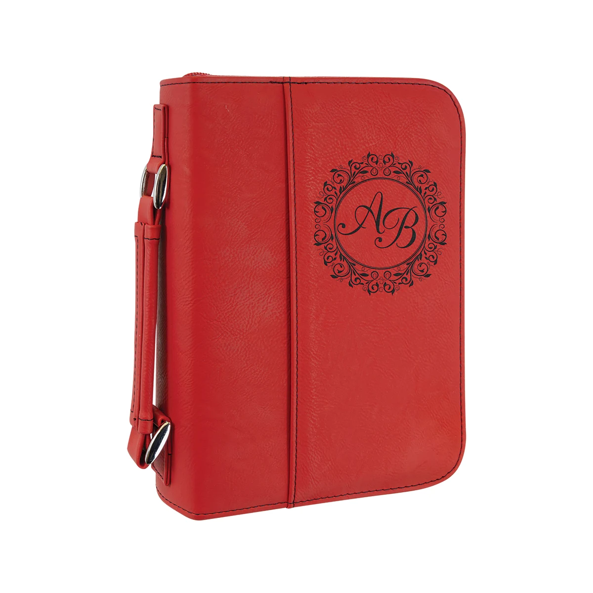 6" x 9" Red Leatherette Book/Bible Cover with Handle & Zipper 1