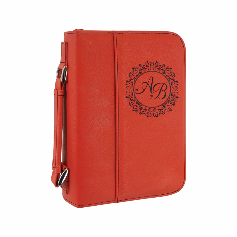 6" x 9" Red Leatherette Book/Bible Cover with Handle & Zipper