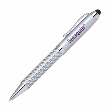 Elegant Carbon Fiber Heavy Weight Pen with Stylus / Satin chrome