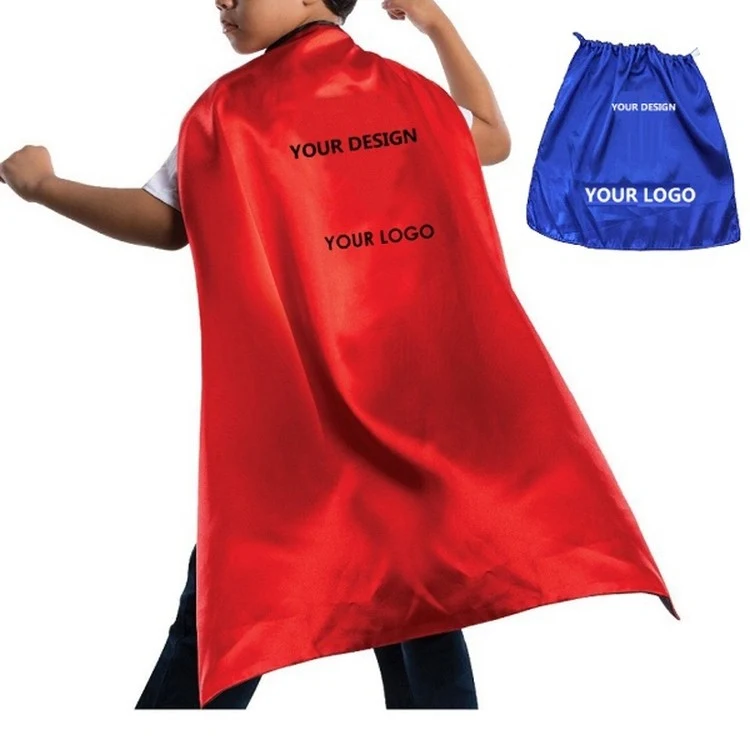 Kids Satin Super Hero Cape With Velcro Neck 1