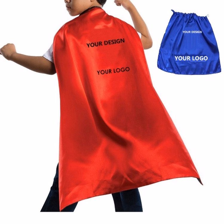 Kids Satin Super Hero Cape With Velcro Neck