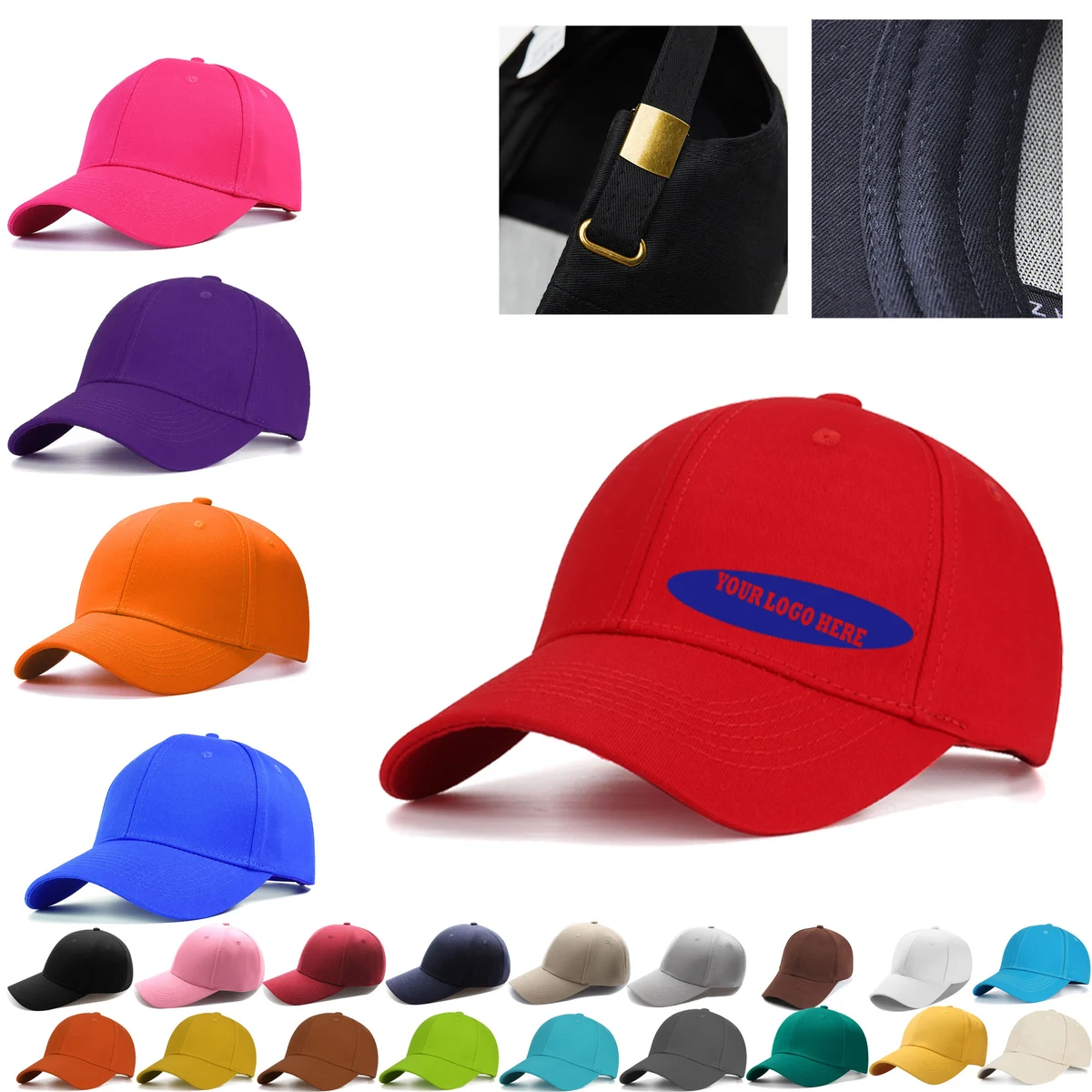 MOQ100 Unisex Baseball Cap Customizable Logo 1