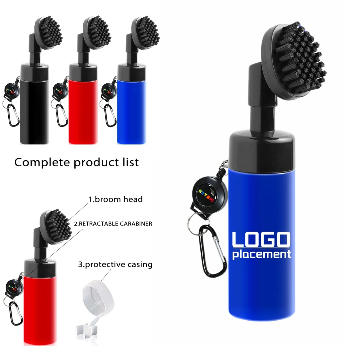 Golf Club Spray Cleaning Brush With Carabiner 1