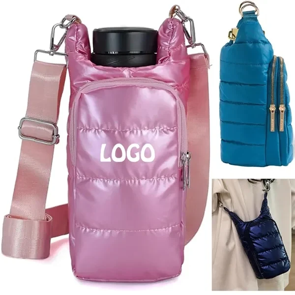 Puffer Water Bag Bottle Holder with Strap for Work, School and Travel 1