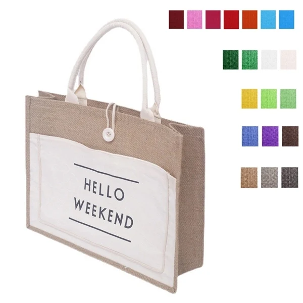 Natural Jute Tote Bag, custom tote bag with logo imprint 1