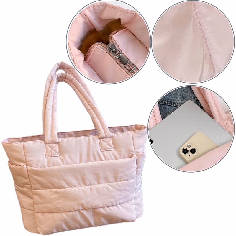 Lightweight Puffy Handbag with Compartments