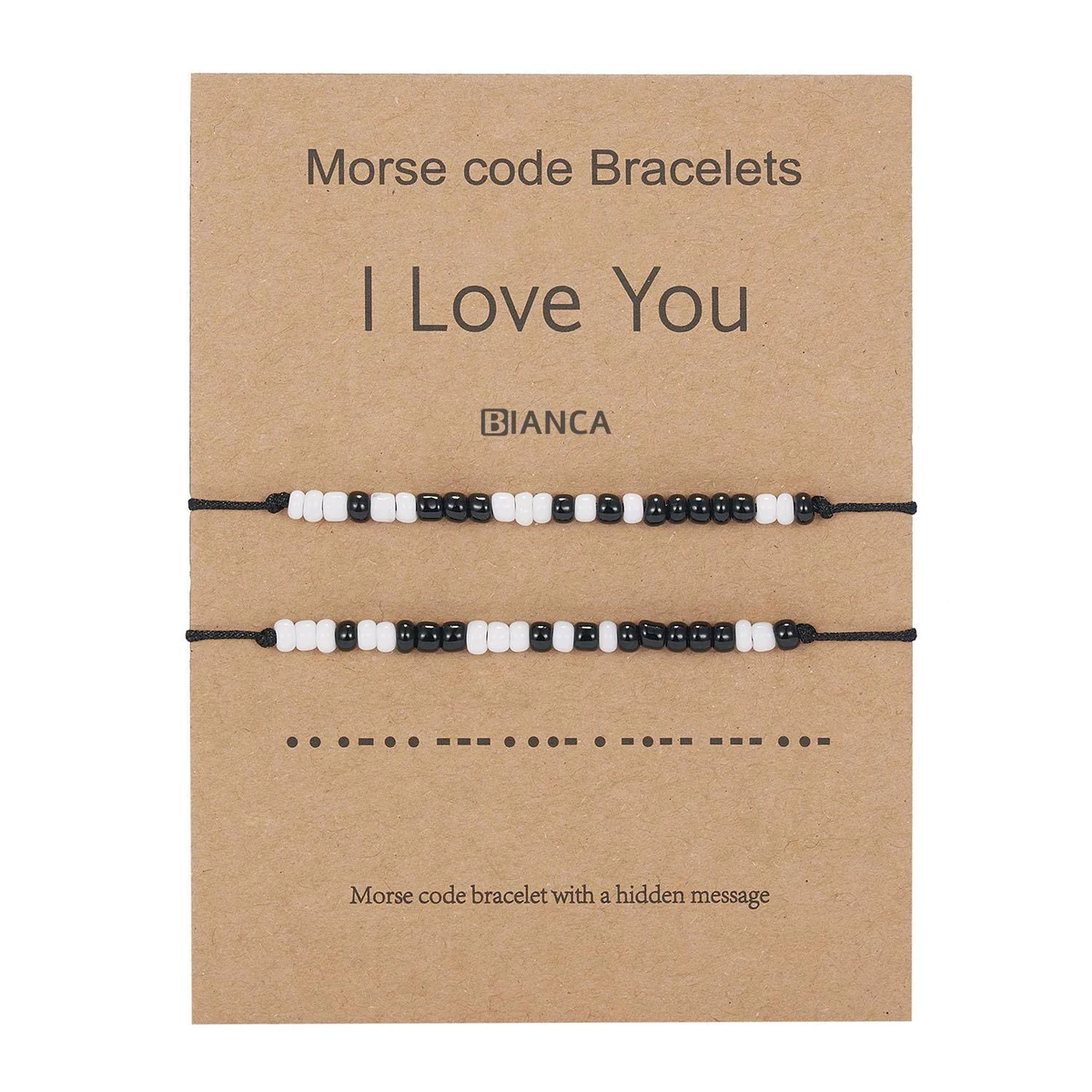 Black and white rice bead paper card bracelet 1