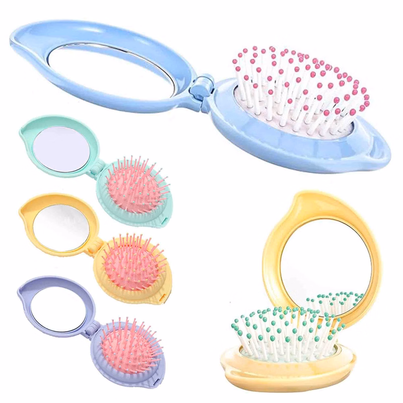 Hair Comb Folding Massage Hairbrush with Mirror