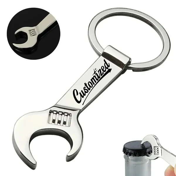 Custom Metal Wrench Bottle Opener Keychain — Tradesperson Pocket Essential Tool 1