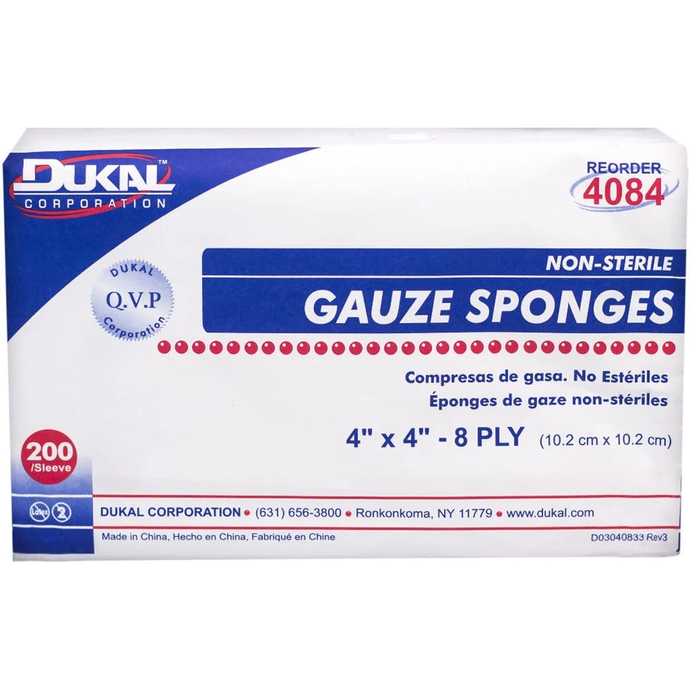 Gauze Sponges - 8-Ply 200 Pack 4" x 4" 1
