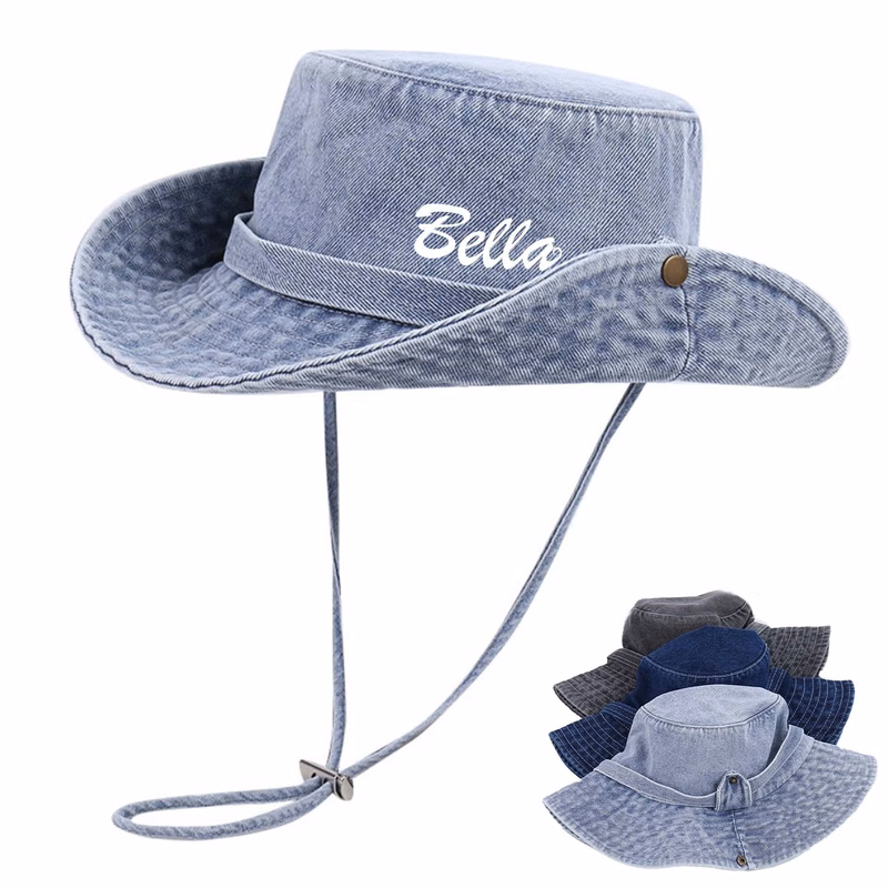 Women Cotton Travel Denim Bucket Hat