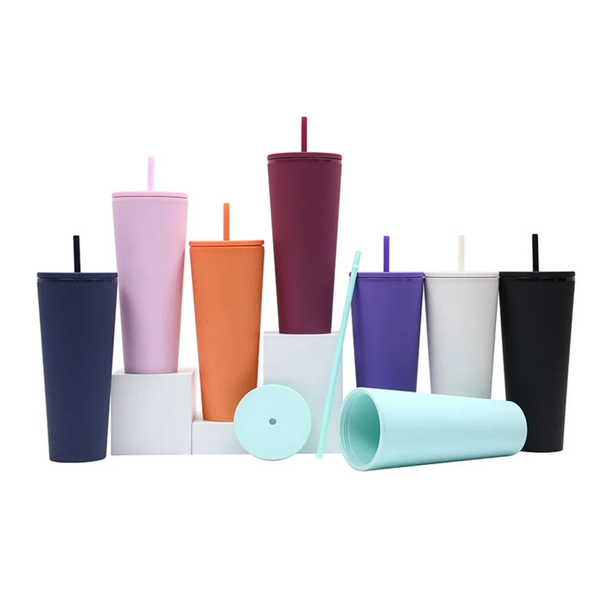 26 oz Large Capacity Double-Layer Straw Cup 1