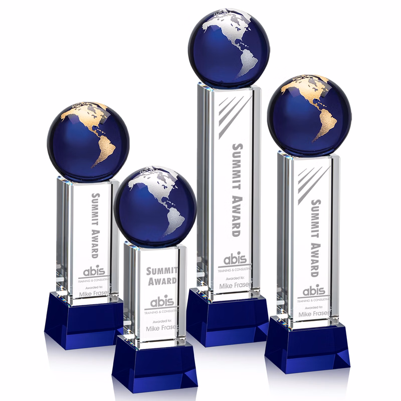 Luz Globe Award on Base - Blue/Gold