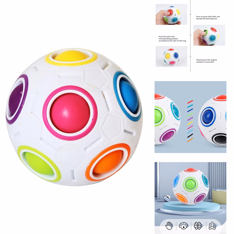 Magic Press Rainbow Ball Cube for Kids, Unpacked Intelligence Toys