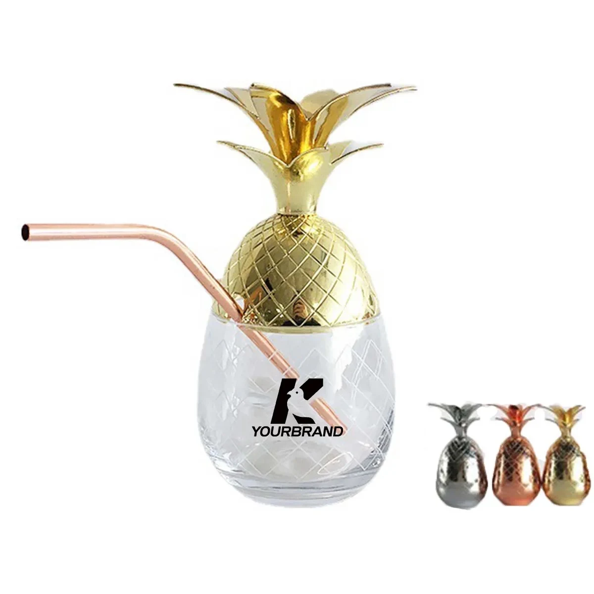 Multi-dimension Stainless Steel Pineapple Cocktail Straw Cup 1