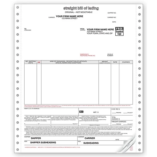 Classic continuous straight bill of lading 1