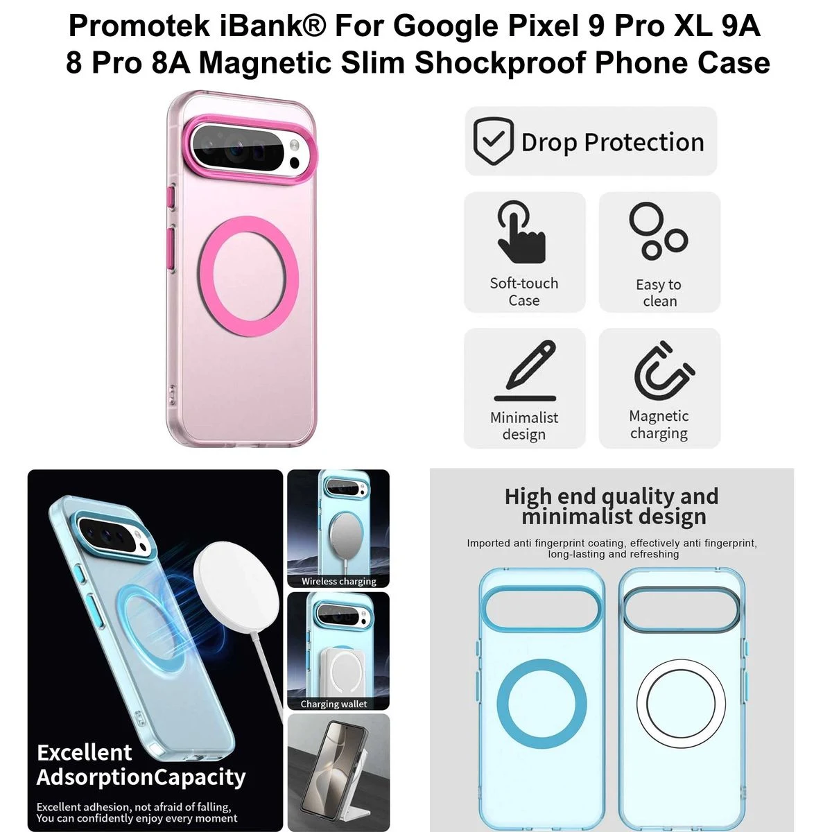 iBank® Case for Google Pixel 10/9/8/7/6 A Pro XL + Tempered Glass 1