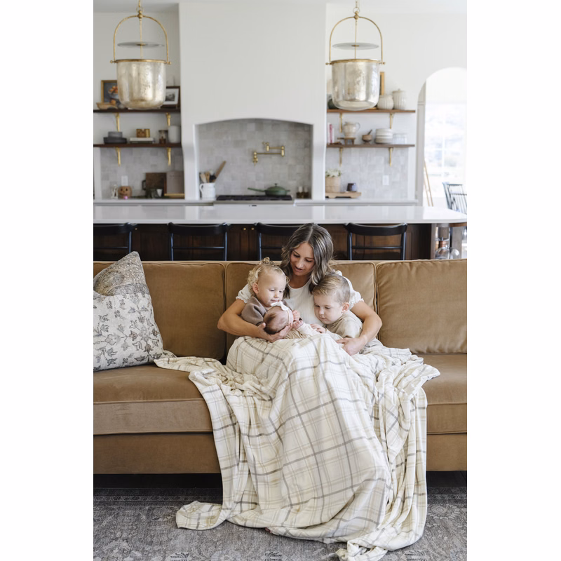 Minky Stretch Plaid-Throw Luxury Blanket (50x60)