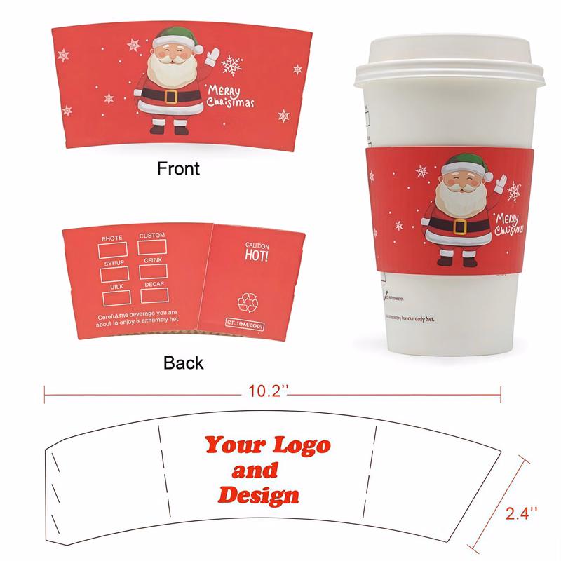 Full Color Customized Paper Coffee Cup Sleeves