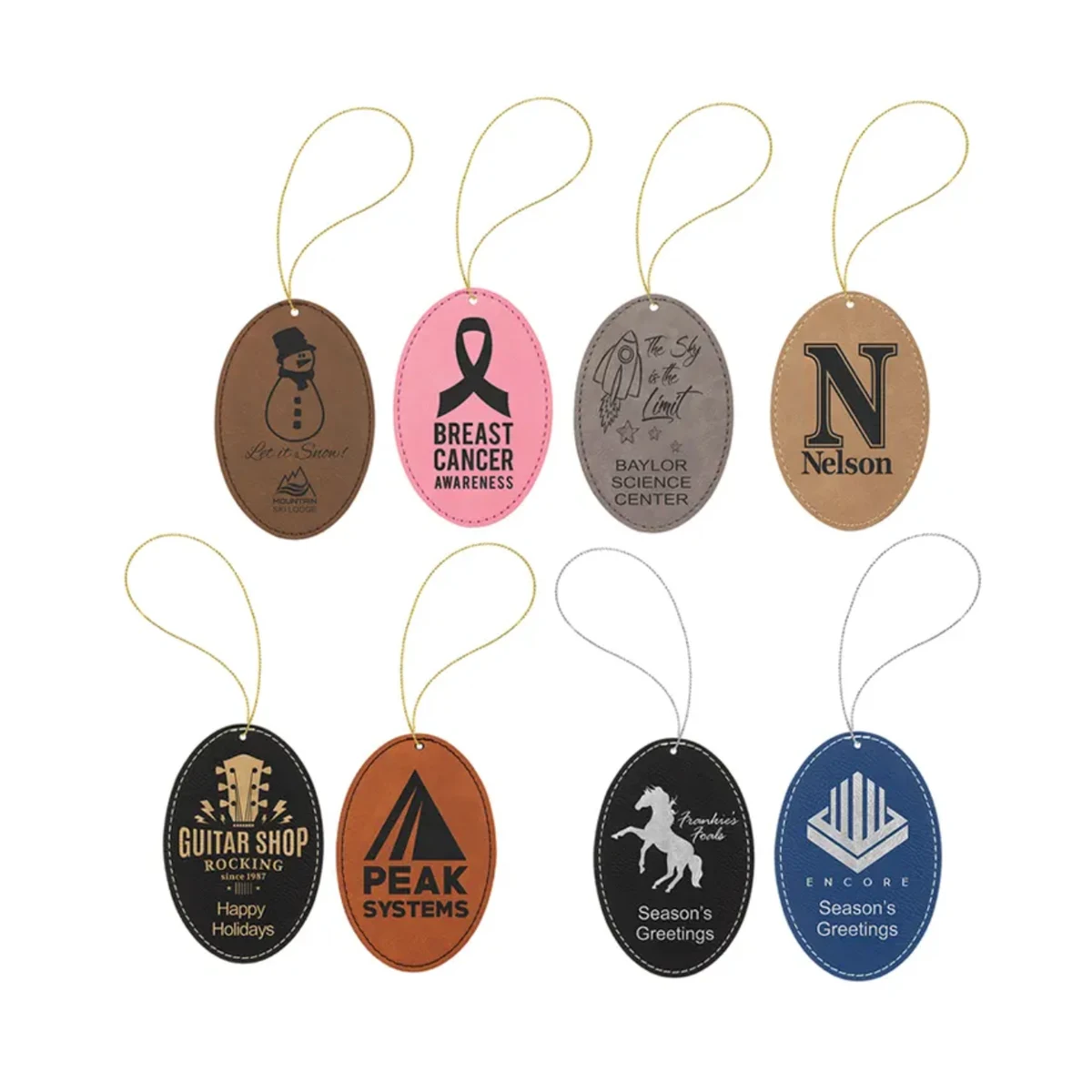 Leather Christmas Oval Shaped Hanging Ornament 1