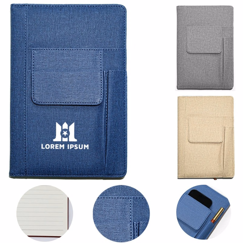 A5 PU Leather Notebook with Storage Pockets for Cards & Phone
