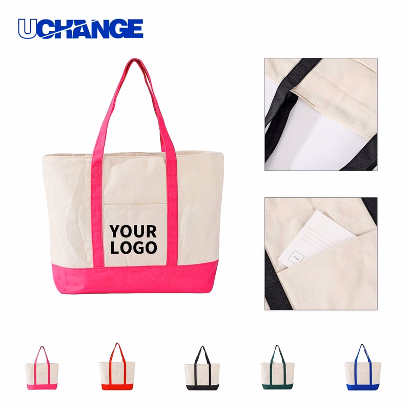 12oz Cotton Canvas Tote Bag Carrier with Front Pocket