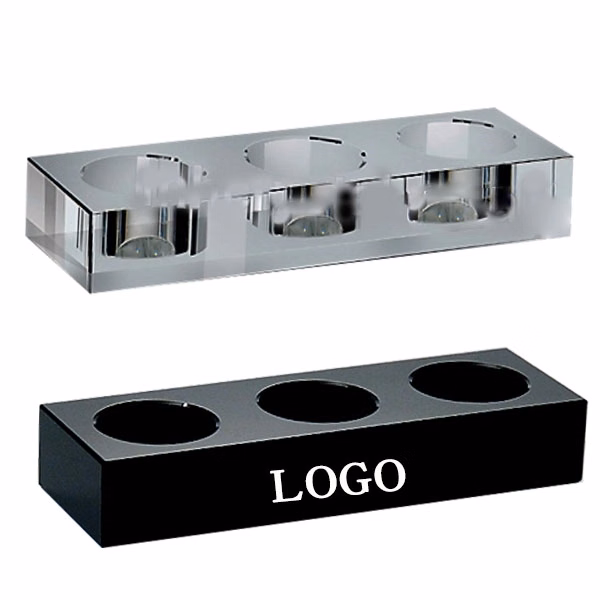 3 Candles Clear / Black Crystal Tealight Holder