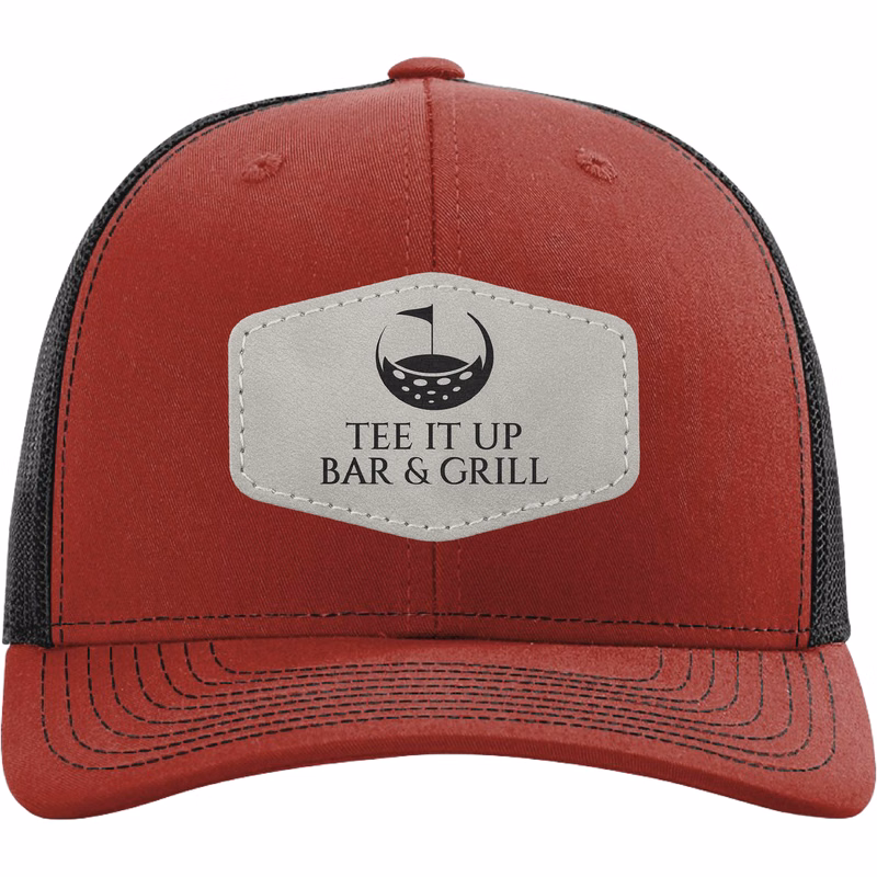 Richardson 112 6-Panel Snapback Trucker Hat w/Leatherette Adhesive Patches or Embroidery