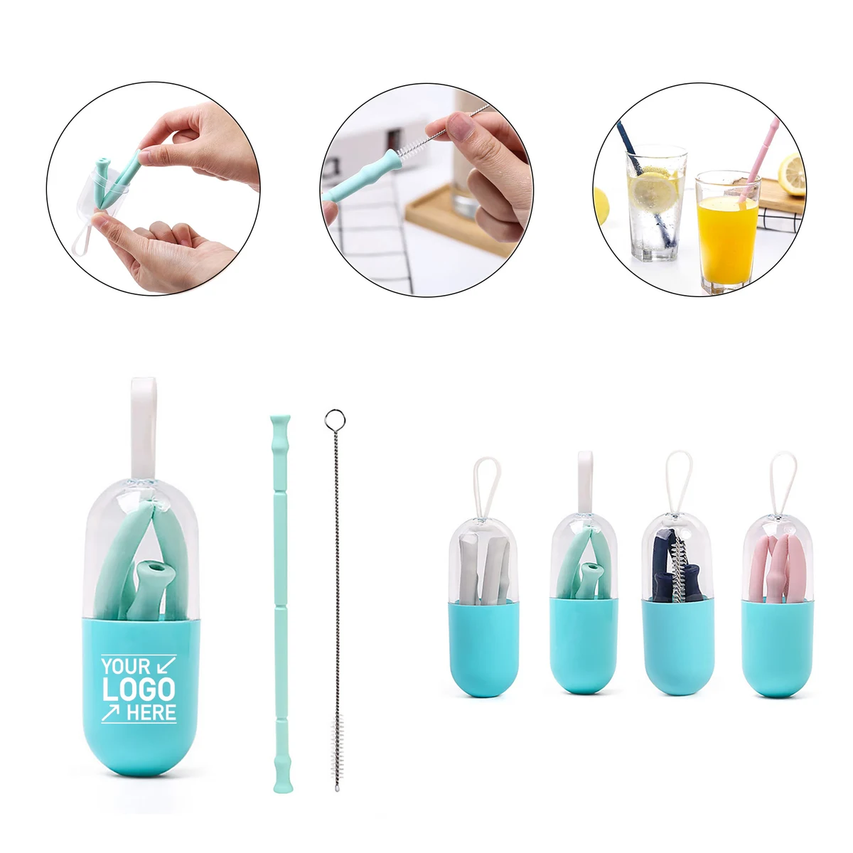 Collapsible Eco Silicone Drinking Straw With Case 1