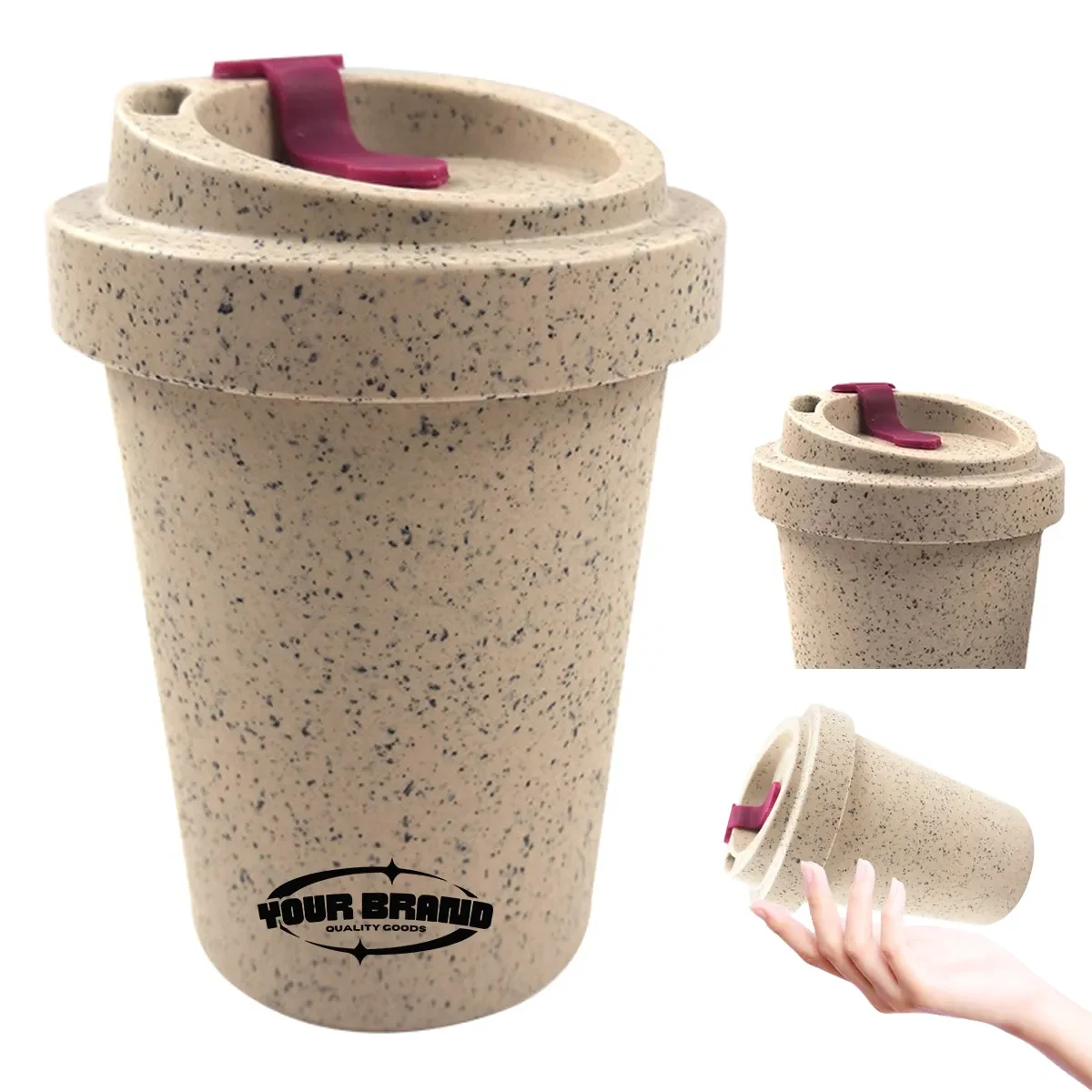 12OZ. Reusable bamboo fiber coffee wheat straw mugs cups 1