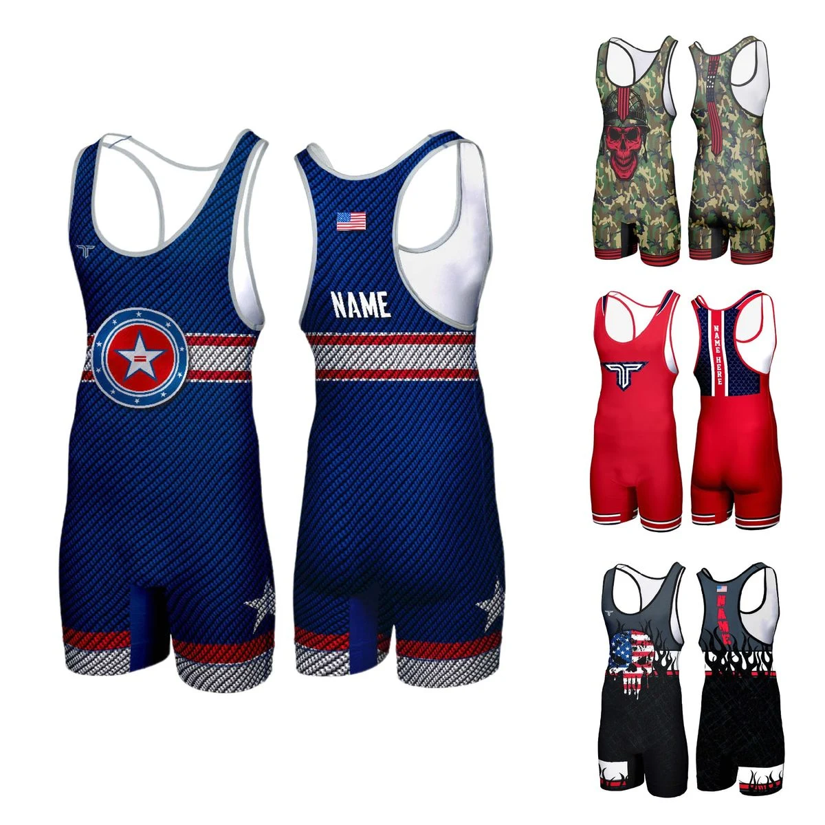 Sublimated Elite Wrestling Weightlifting Singlet Adult Male 1