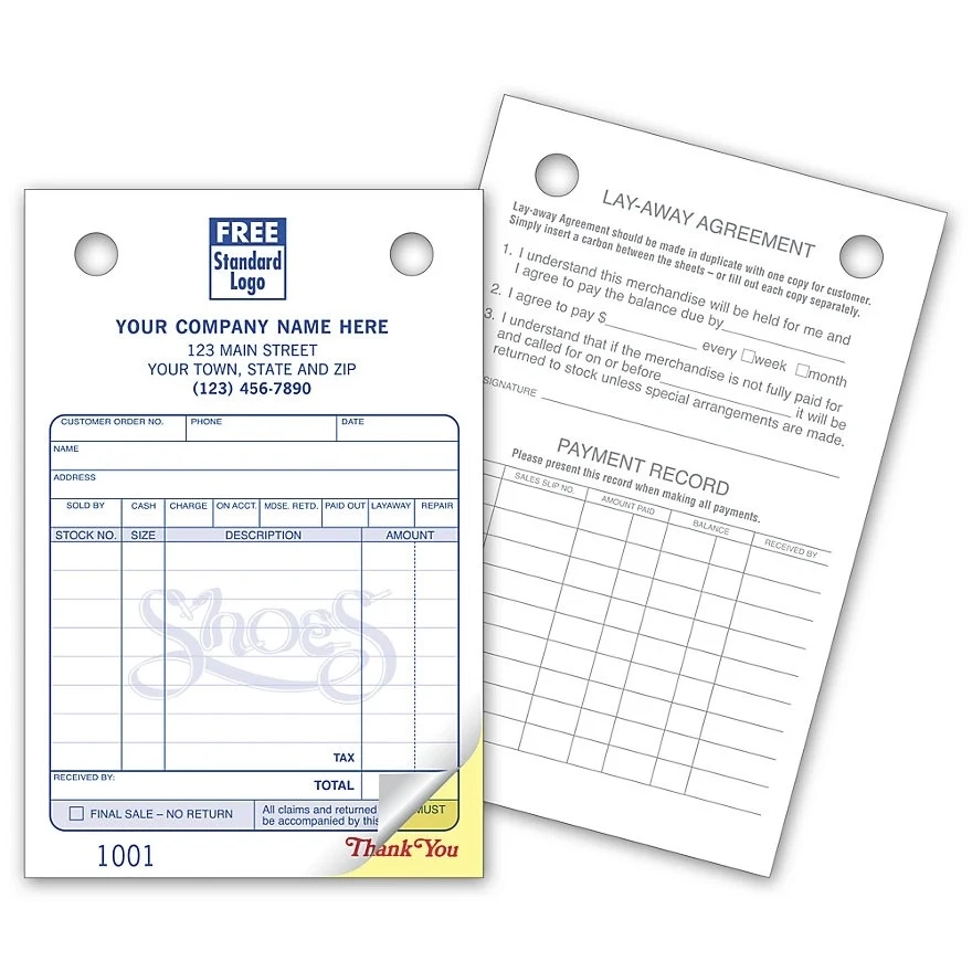 Shoe Register Forms - Small Classic 1
