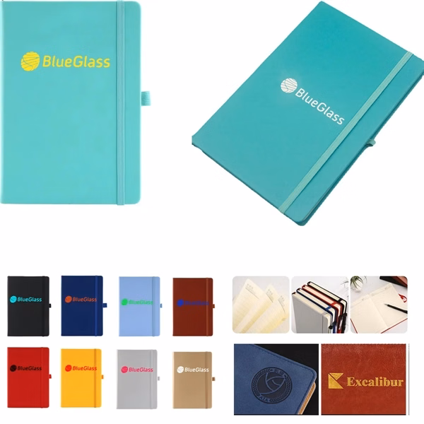 Custom 8" x 5" Soft Touch PVC Journal with Elastic Closure — Professional Notebook Promo