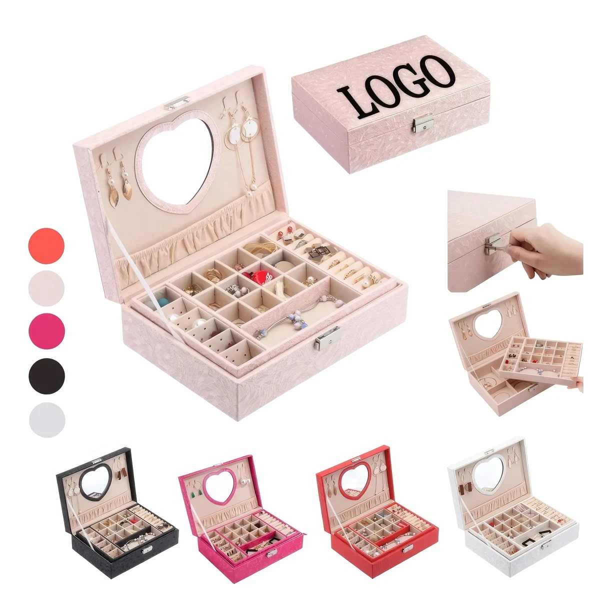 Multi-Layer Jewelry Organizer Box with Mirror & Lock 1