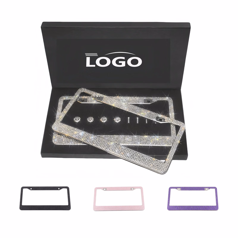 Rhinestone-Decorated License Plate Frame in Gift Box