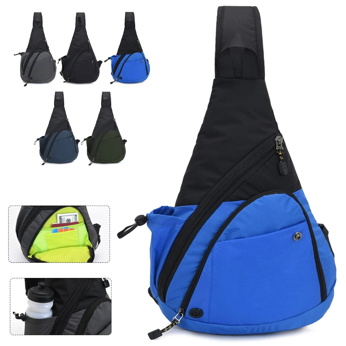 Versatile Sling Chest Bag W/ Water Bottle Pouch 1