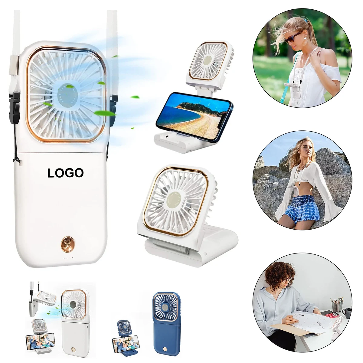 Multi Functional Portable Fan w/Power Bank & Lanyard 1