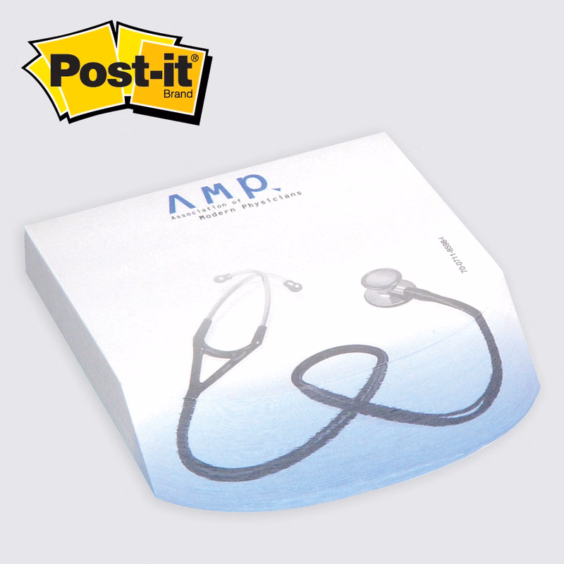 Post-it® Custom Printed Angle Note Pads — Rounded - 4 x 3-3/4   Rounded